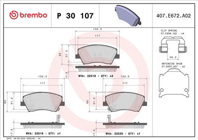BREMBO P 30 107 Číslo výrobce: 22519. EAN: 8020584115114.