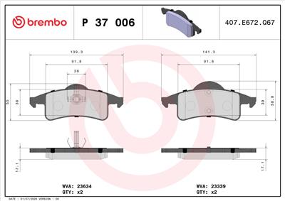 BREMBO P 37 006 Číslo výrobce: 23634. EAN: 8020584053157.