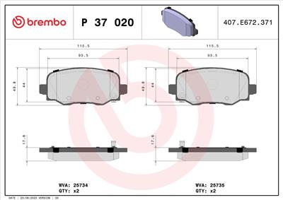 BREMBO P 37 020 Číslo výrobce: 25735. EAN: 8020584084670.
