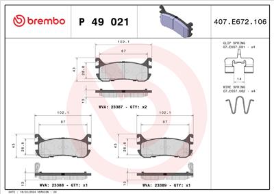 BREMBO P 49 021 Číslo výrobce: 23388. EAN: 8020584053584.