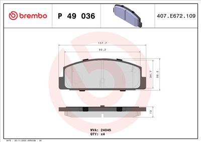 BREMBO P 49 036 Číslo výrobce: 24045. EAN: 8020584060964.