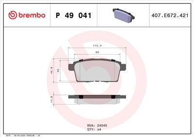 BREMBO P 49 041 Číslo výrobce: 24545. EAN: 8020584061015.