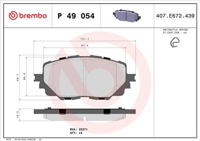 BREMBO P 49 054 Číslo výrobce: 22271. EAN: 8020584084472.