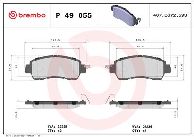 BREMBO P 49 055 Číslo výrobce: 22236. EAN: 8020584084533.