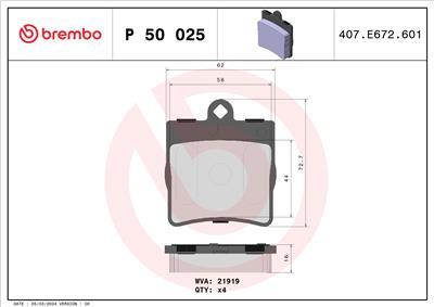 BREMBO P 50 025 Číslo výrobce: 21919. EAN: 8020584053973.