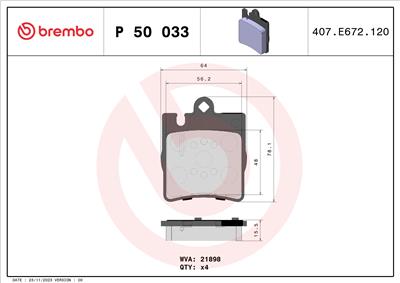 BREMBO P 50 033 Číslo výrobce: 21899. EAN: 8020584054055.