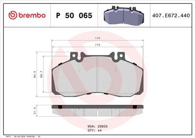 BREMBO P 50 065 Číslo výrobce: 29835. EAN: 8020584059821.