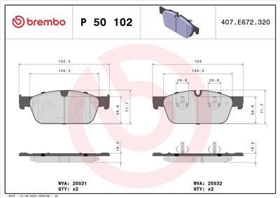 BREMBO P 50 102X Číslo výrobce: 25532. EAN: 8020584069011.