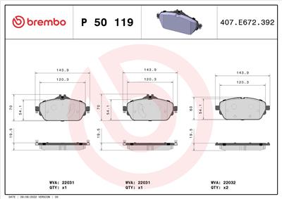 BREMBO P 50 119 Číslo výrobce: 22032. EAN: 8020584112472.