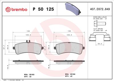 BREMBO P 50 125 Číslo výrobce: 25164. EAN: 8020584080955.