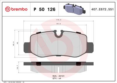 BREMBO P 50 126 Číslo výrobce: 22101. EAN: 8020584080108.