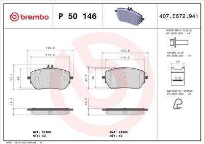 BREMBO P 50 146 Číslo výrobce: 22989. EAN: 8020584115138.