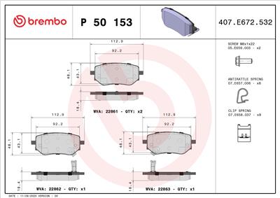 BREMBO P 50 153 Číslo výrobce: 22861. EAN: 8020584115534.