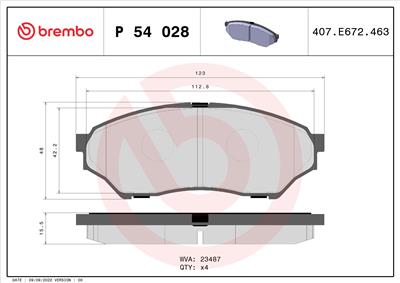 BREMBO P 54 028 Číslo výrobce: 23487. EAN: 8020584054758.