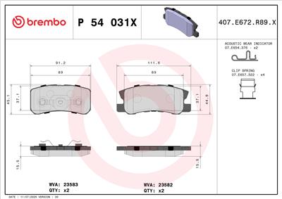 BREMBO P 54 031X EAN: 8020584121672.