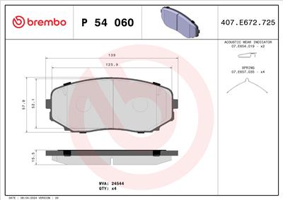 BREMBO P 54 060 Číslo výrobce: 24544. EAN: 8020584113080.