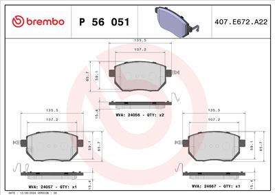 BREMBO P 56 051 Číslo výrobce: 24057. EAN: 8020584055311.
