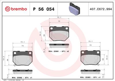 BREMBO P 56 054 Číslo výrobce: 23382. EAN: 8020584061398.