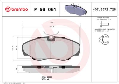 BREMBO P 56 061 Číslo výrobce: 23099. EAN: 8020584061466.