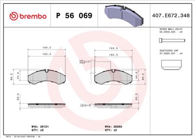 BREMBO P 56 069 Číslo výrobce: 29260. EAN: 8020584090701.