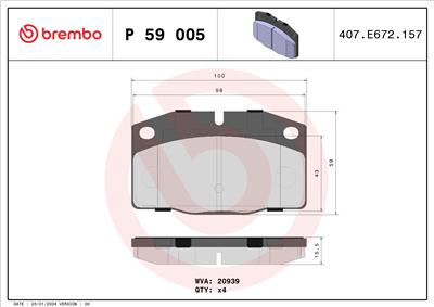 BREMBO P 59 005 Číslo výrobce: 20939. EAN: 8020584055366.