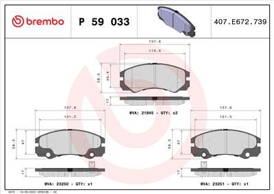 BREMBO P 59 033 Číslo výrobce: 23250. EAN: 8020584055649.