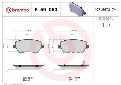 BREMBO P 59 050 Číslo výrobce: 24403. EAN: 8020584061541.