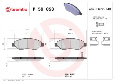 BREMBO P 59 053 Číslo výrobce: 24551. EAN: 8020584061572.