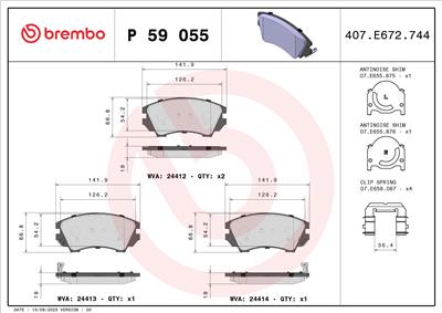 BREMBO P 59 055X Číslo výrobce: 24413. EAN: 8020584069066.