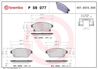 BREMBO P 59 077 Číslo výrobce: 25035. EAN: 8020584083901.
