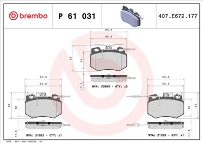 BREMBO P 61 031 Číslo výrobce: 21022. EAN: 8020584056073.