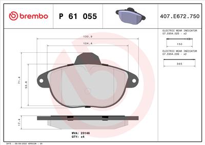 BREMBO P 61 055 Číslo výrobce: 23147. EAN: 8020584056318.
