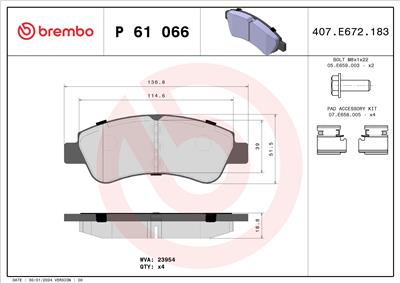 BREMBO P 61 066X Číslo výrobce: 23954. EAN: 8020584069097.