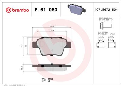 BREMBO P 61 080 Číslo výrobce: 24150. EAN: 8020584059630.