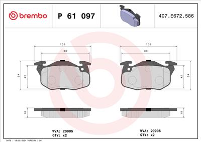 BREMBO P 61 097 Číslo výrobce: 20906. EAN: 8020584061756.