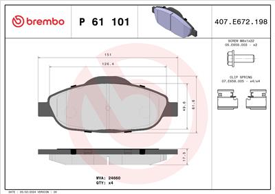 BREMBO P 61 101X Číslo výrobce: 24660. EAN: 8020584069134.