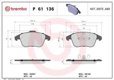 BREMBO P 61 136 EAN: 8020584118030.