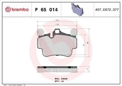 BREMBO P 65 014 Číslo výrobce: 24049. EAN: 8020584061855.