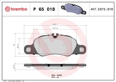 BREMBO P 65 018 Číslo výrobce: 24459. EAN: 8020584090787.
