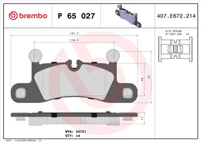 BREMBO P 65 027 Číslo výrobce: 24721. EAN: 8020584103654.