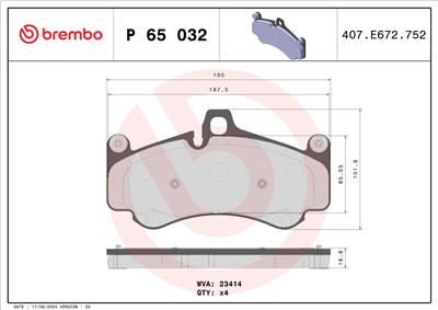 BREMBO P 65 032 Číslo výrobce: 23414. EAN: 8020584112618.