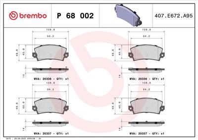 BREMBO P 68 002 Číslo výrobce: 20337. EAN: 8020584056653.