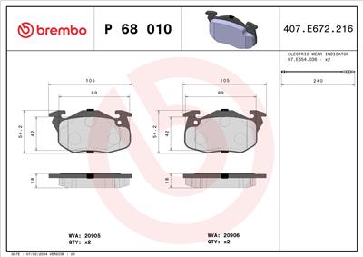 BREMBO P 68 010 Číslo výrobce: 20987. EAN: 8020584056738.