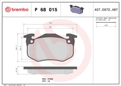 BREMBO P 68 015 Číslo výrobce: 21096. EAN: 8020584056783.