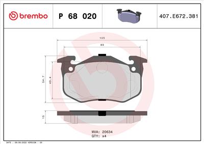 BREMBO P 68 020 Číslo výrobce: 20634. EAN: 8020584056837.