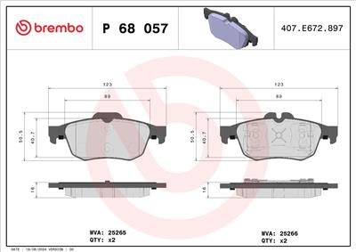 BREMBO P 68 057 Číslo výrobce: 25266. EAN: 8020584103722.
