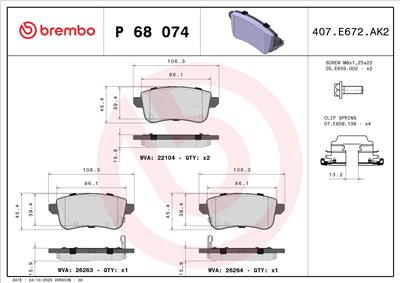 BREMBO P 68 074 EAN: 8020584122877.