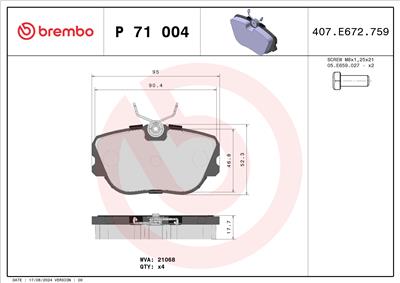 BREMBO P 71 004 Číslo výrobce: 21068. EAN: 8020584057063.