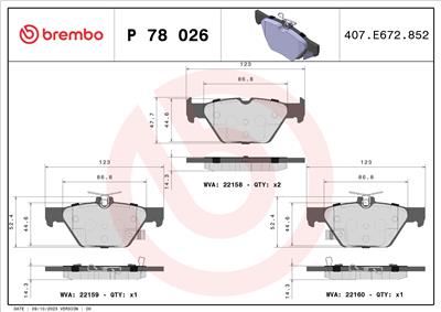 BREMBO P 78 026 Číslo výrobce: 22159. EAN: 8020584086971.