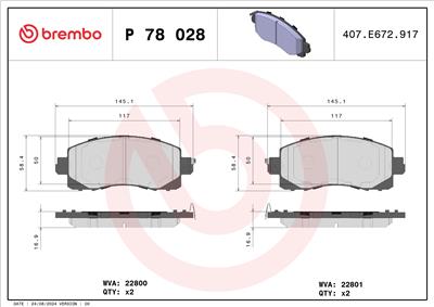BREMBO P 78 028 Číslo výrobce: 22800. EAN: 8020584115336.